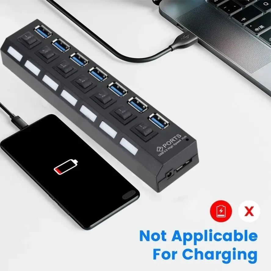 USB Hub 3.0 + 2.0 Multi-Port Expander – High-Speed 7-Port Splitter for PC & Laptop