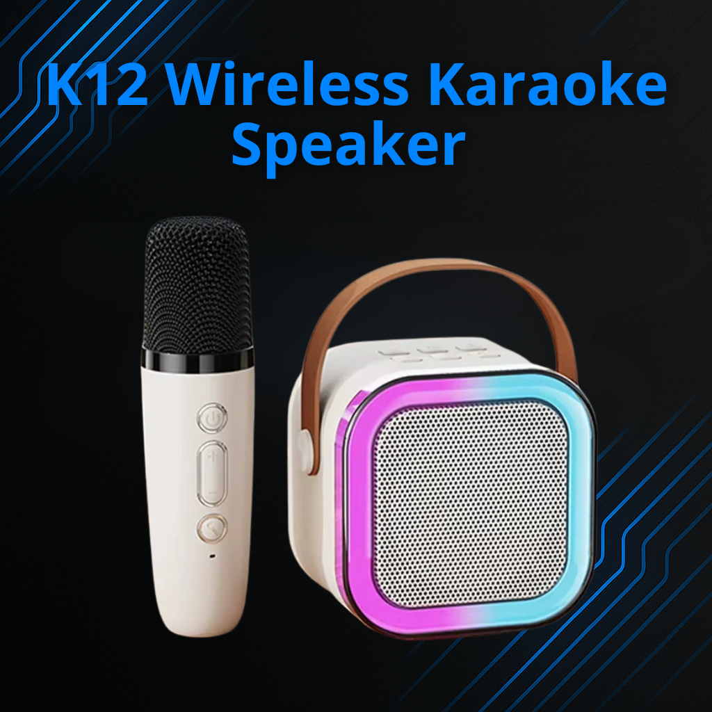 K12 Wireless Karaoke Speaker – Portable Bluetooth System with Dual Microphone & RGB Lights