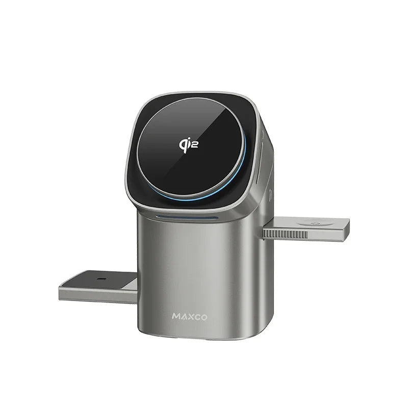 Qi2 Auto-Rotate 3-in-1 Magnetic Wireless Charger – Fast 15W Charging for iPhone, Apple Watch & AirPods