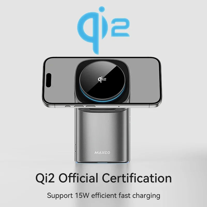 Qi2 Auto-Rotate 3-in-1 Magnetic Wireless Charger – Fast 15W Charging for iPhone, Apple Watch & AirPods