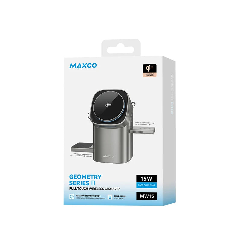 Qi2 Auto-Rotate 3-in-1 Magnetic Wireless Charger – Fast 15W Charging for iPhone, Apple Watch & AirPods