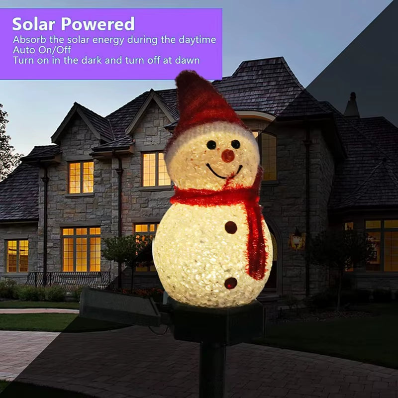 Solar Snowman Christmas Lights | Outdoor LED Holiday Stakes for Patio, Lawn & Garden Decoration
