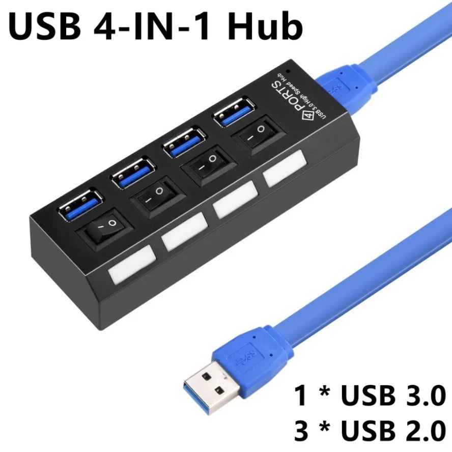 USB Hub 3.0 + 2.0 Multi-Port Expander – High-Speed 7-Port Splitter for PC & Laptop