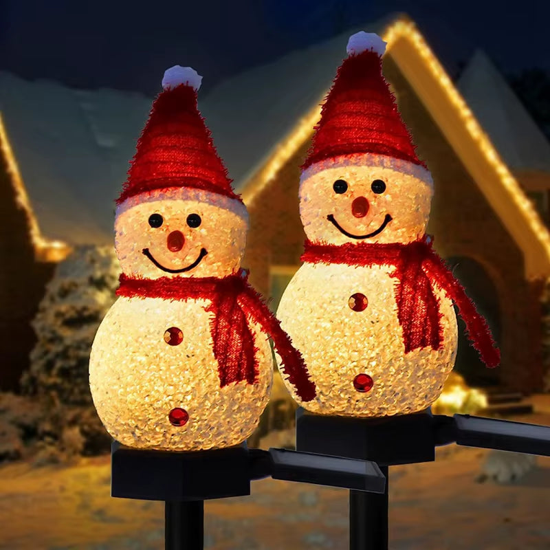 Solar Snowman Christmas Lights | Outdoor LED Holiday Stakes for Patio, Lawn & Garden Decoration