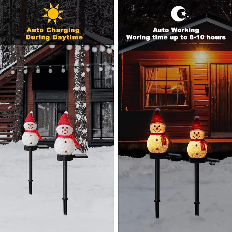 Solar Snowman Christmas Lights | Outdoor LED Holiday Stakes for Patio, Lawn & Garden Decoration