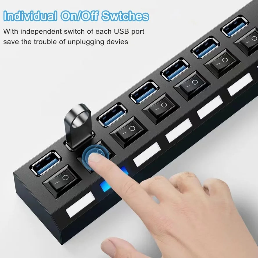 USB Hub 3.0 + 2.0 Multi-Port Expander – High-Speed 7-Port Splitter for PC & Laptop